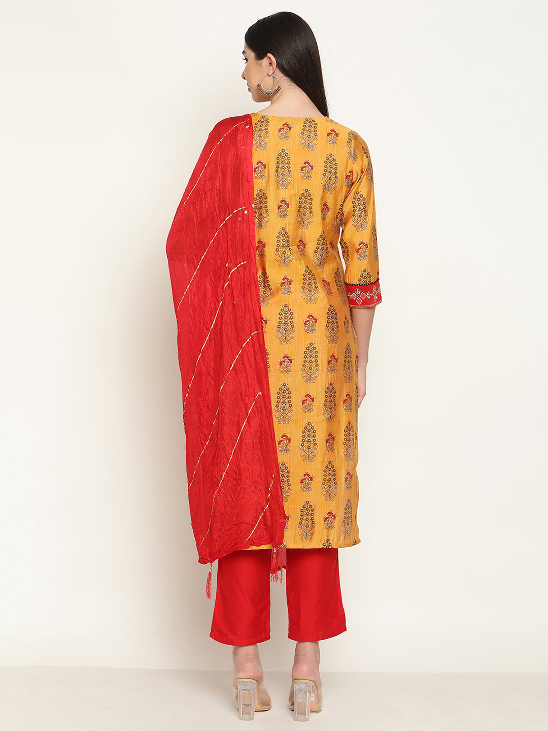 Be Indi Women Embroidered Patch Work Kurta With Pant & With Dupatta