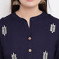 Be Indi Women Navy Blue Embroidered Straight Kurta