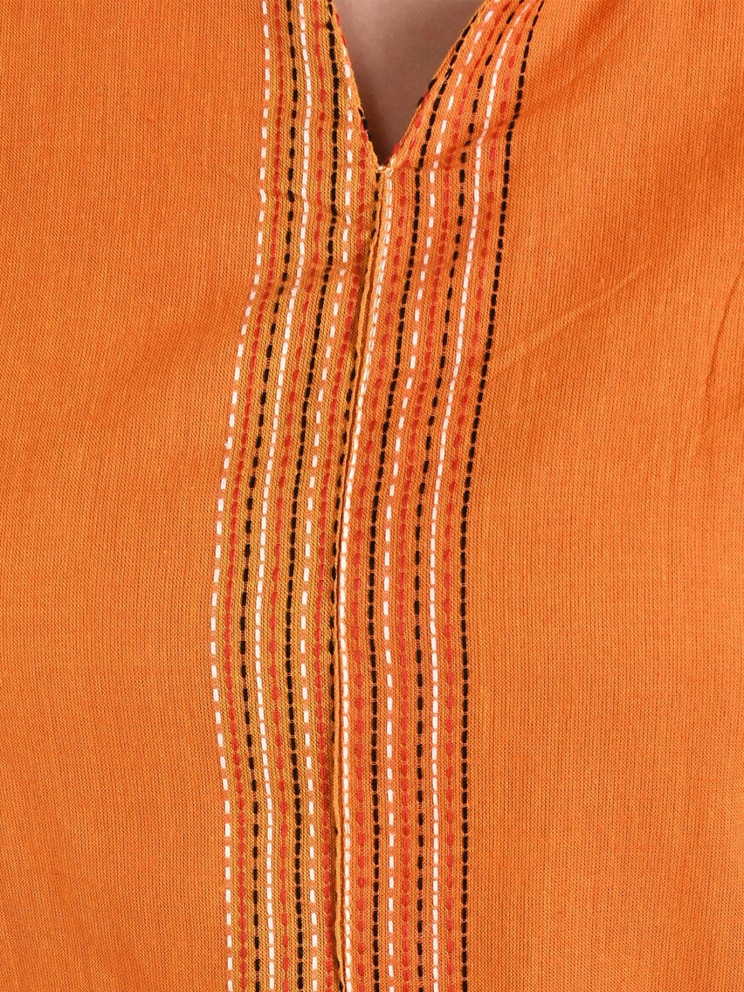 Be Indi Women Orange Thread Work Kurta