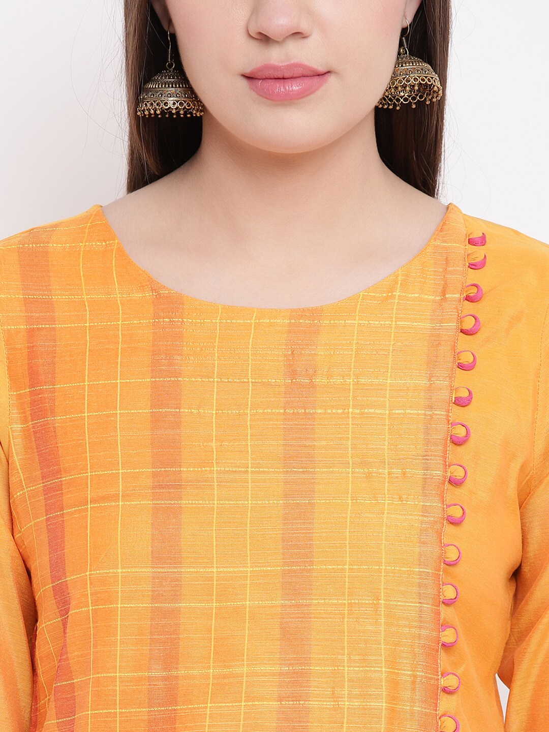 Be Indi Women Mustard Yellow Solid Straight Kurta