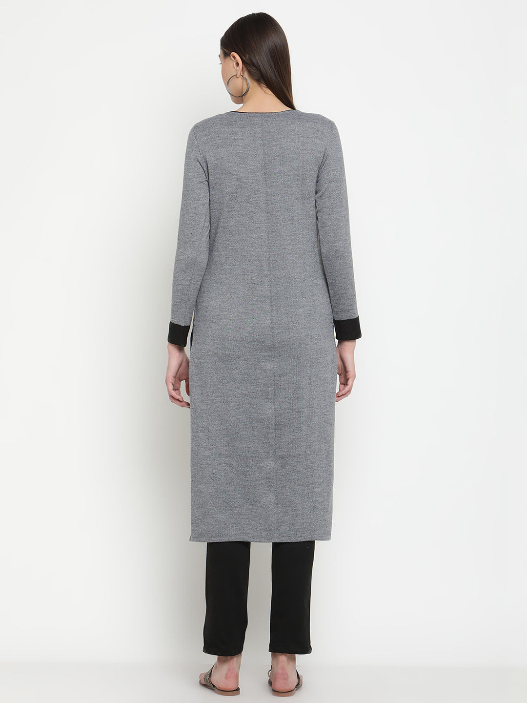 BeIndi Knitted Women Winter Grey Kurta