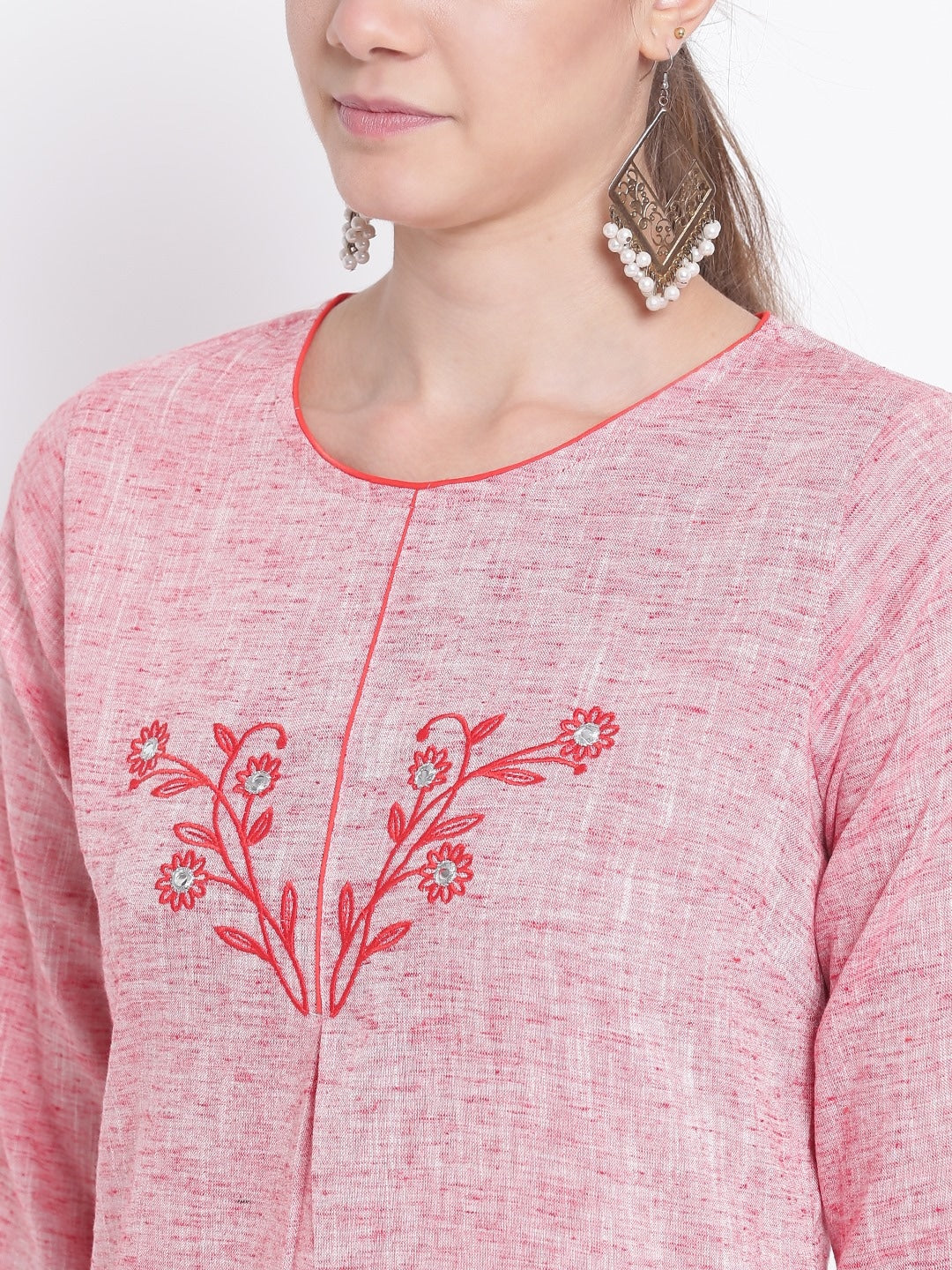 Be Indi Women Blue Woven Design Straight Kurta