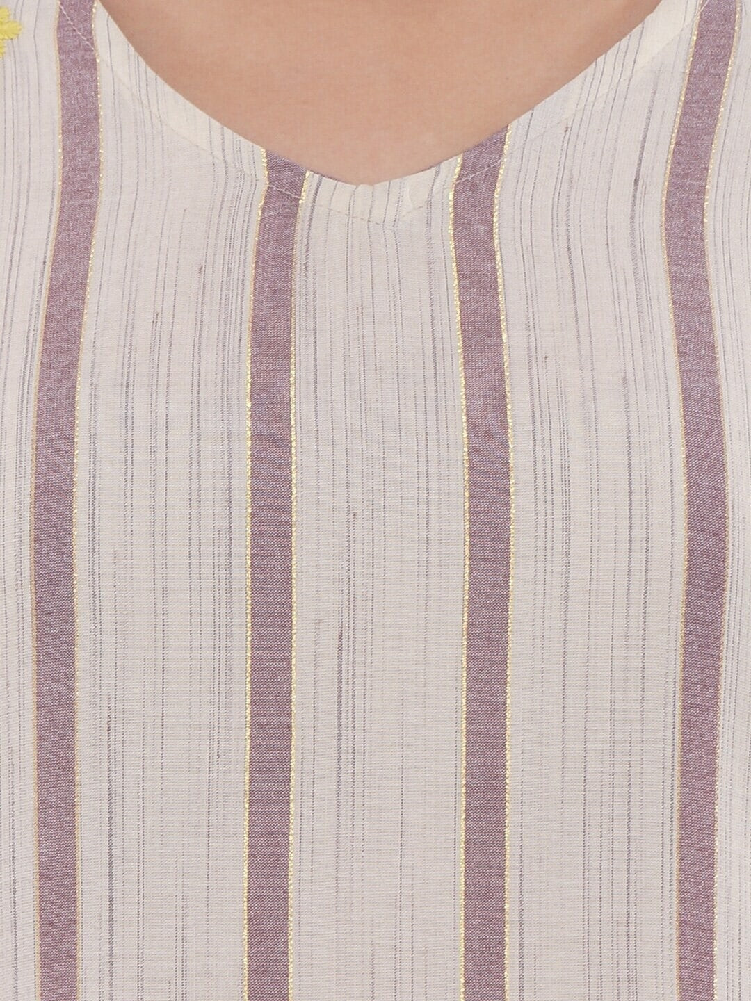 BeIndi Women Beige Striped Straight Kurta
