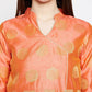 BeIndi Women Peach-Colored Woven Design A-Line Kurta