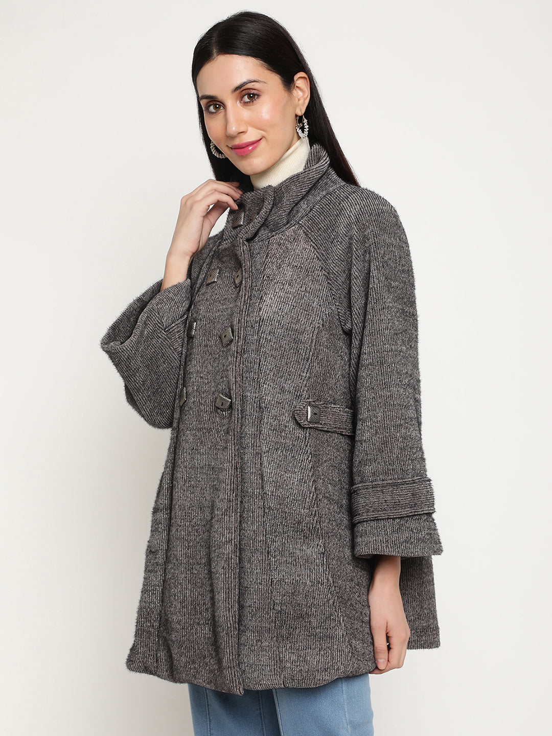 Be Indi Women Grey Winter Overcoat