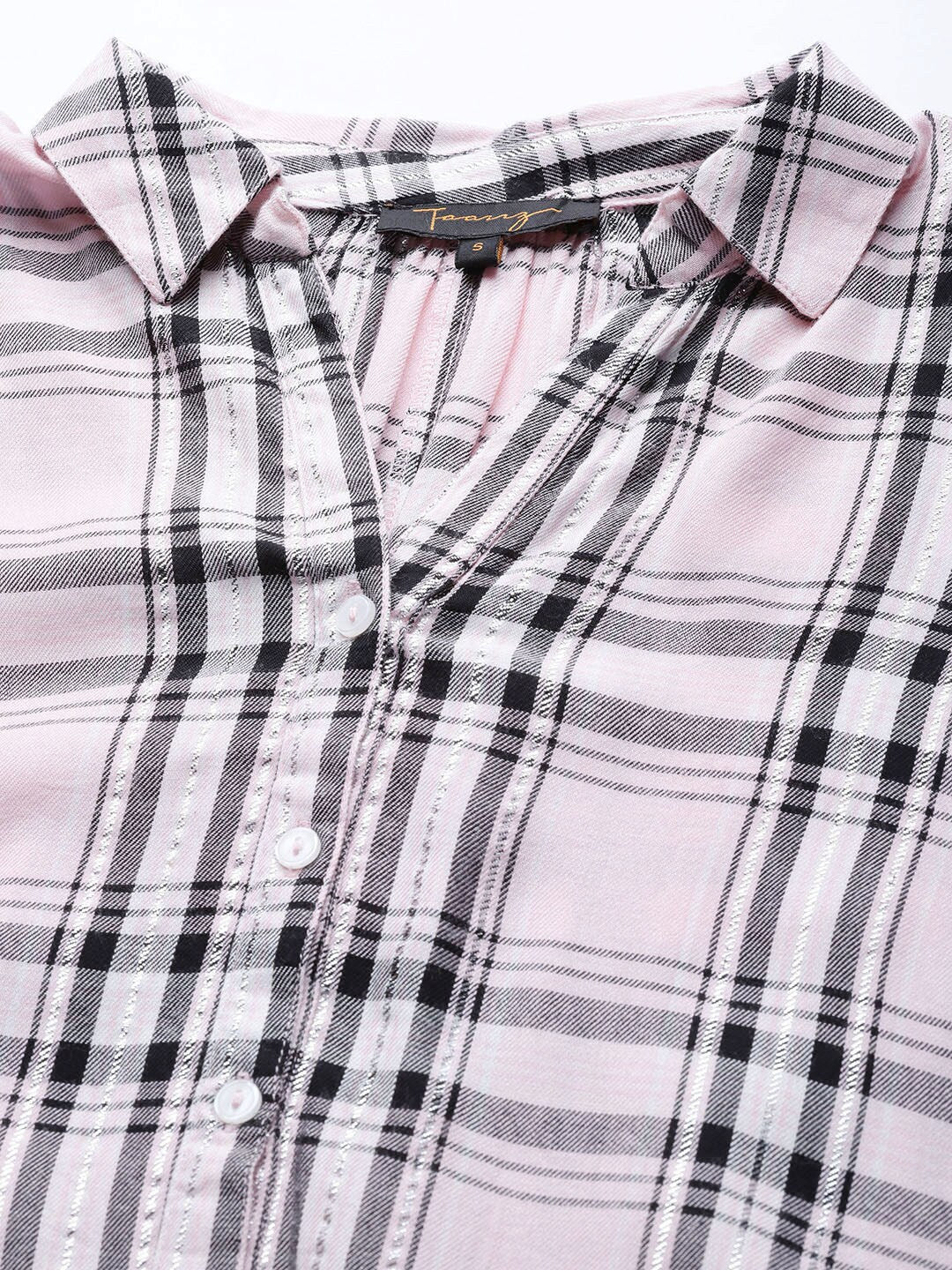 BeIndi Women Mustard & Black Checked Longline Shirt Style Top
