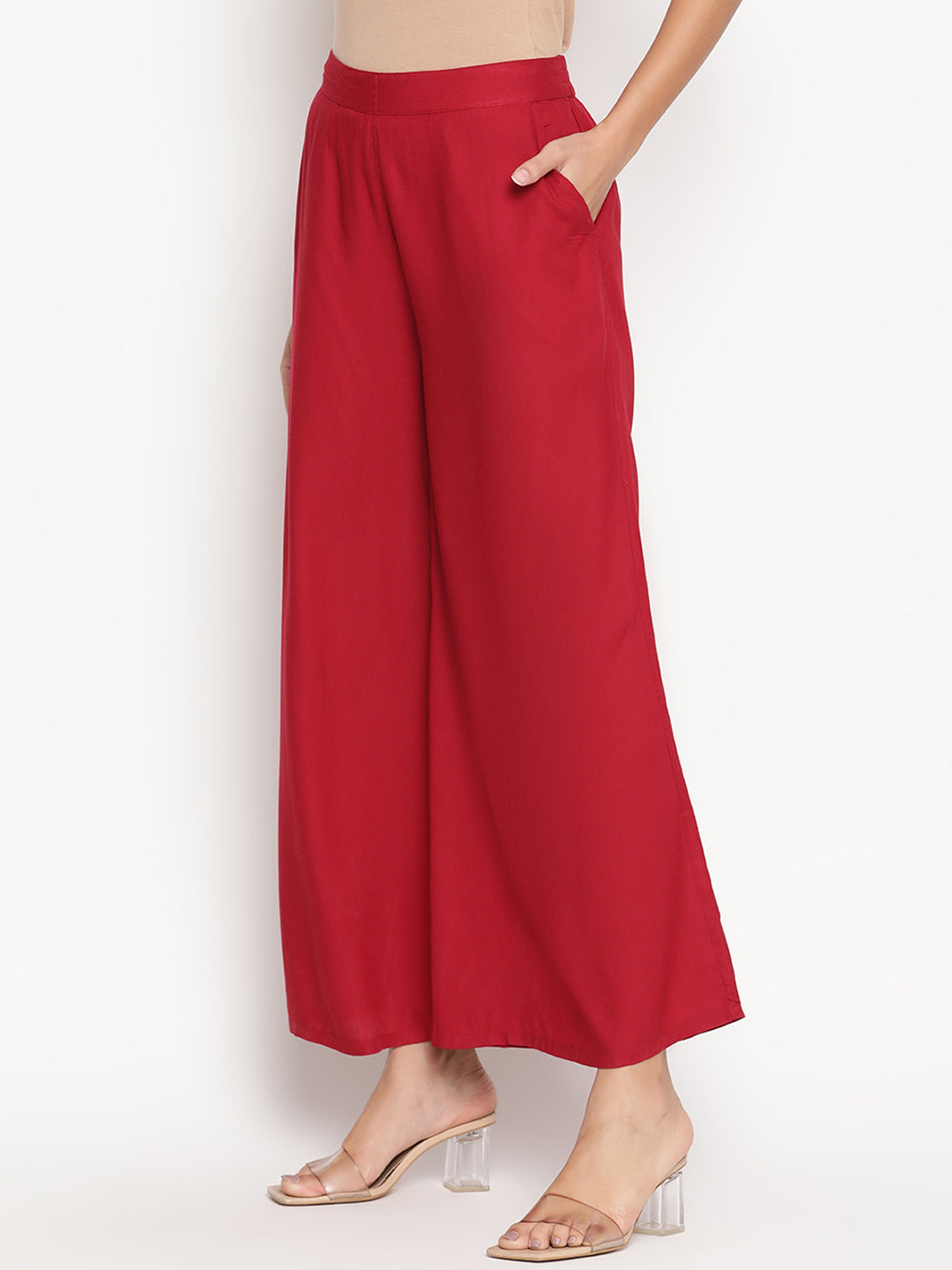 Be Indi Women Maroon Flared Ethnic Palazzos