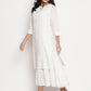Be Indi White Ethnic Motifs A-Line Midi Dress