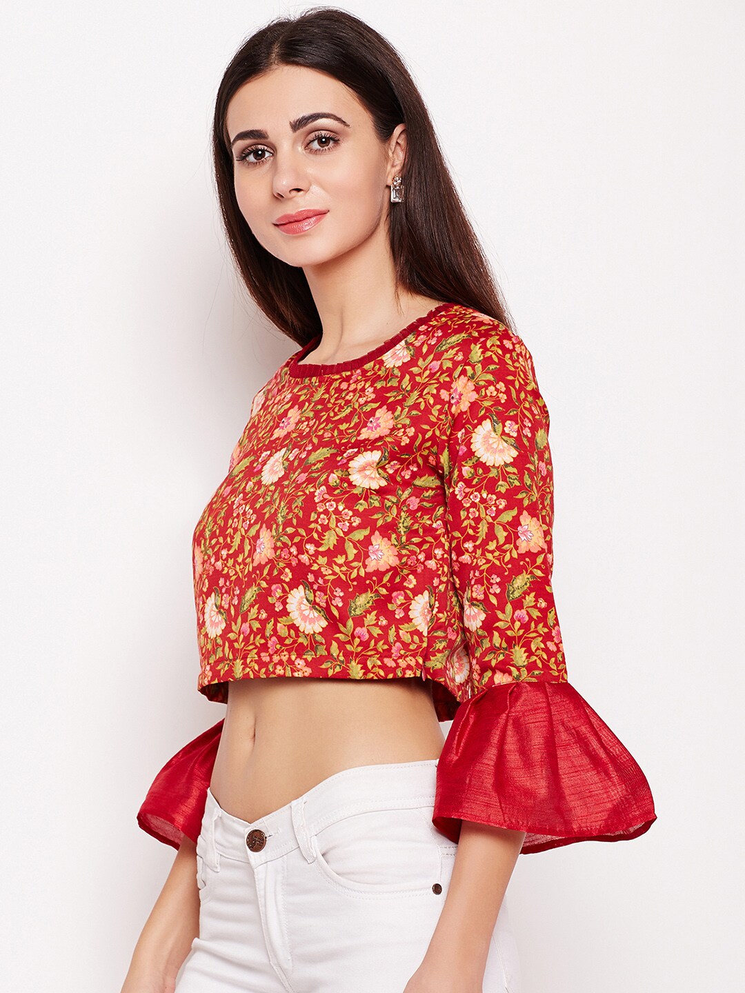 Be Indi Women red Printed Crop Top