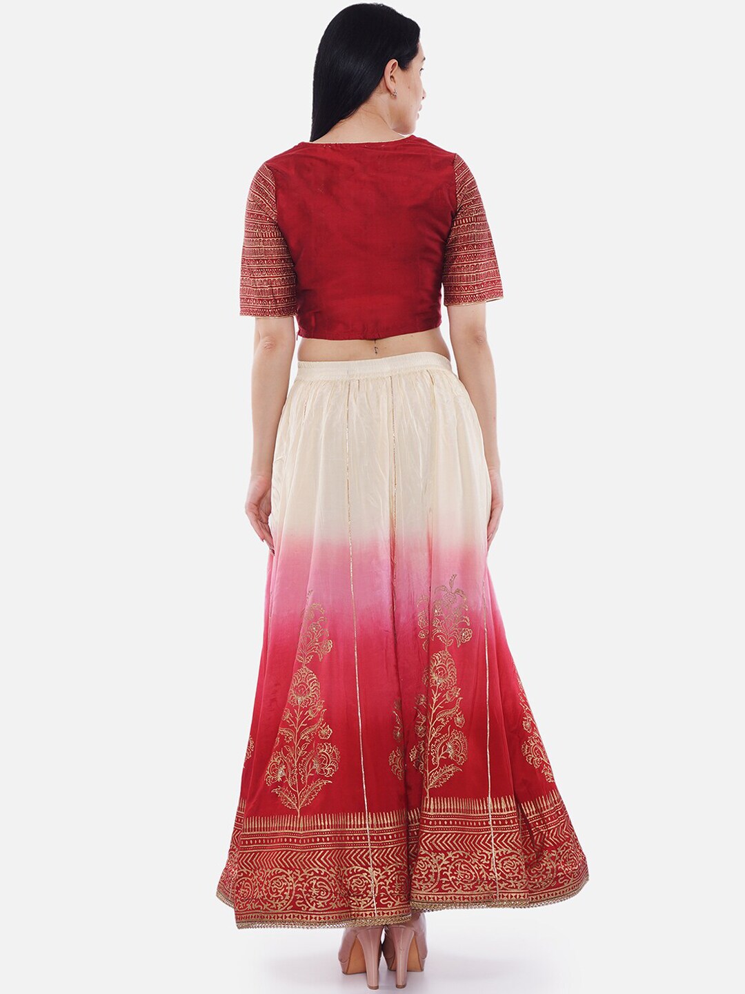 Be Indi Maroon Ready to Wear Lehenga with Blouse