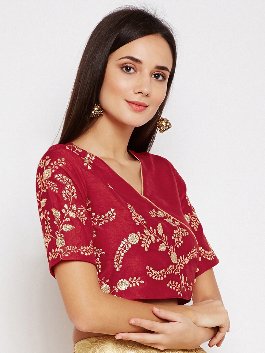 Be Indi Women Maroon Embroidered Top