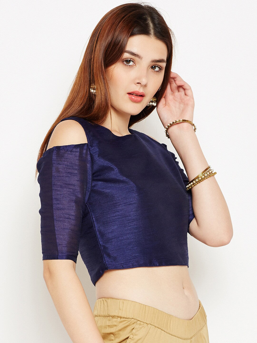 Be Indi Women Navy Blue Solid Top