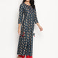 Be Indi Navy Blue Ethnic Motifs Maxi Dress