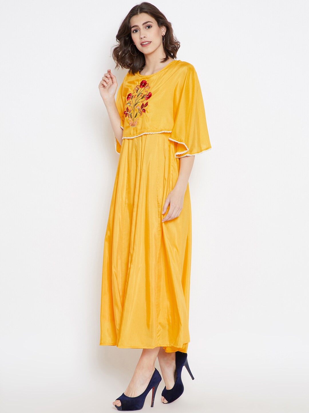 Be Indi Women Yellow Solid Maxi Dress