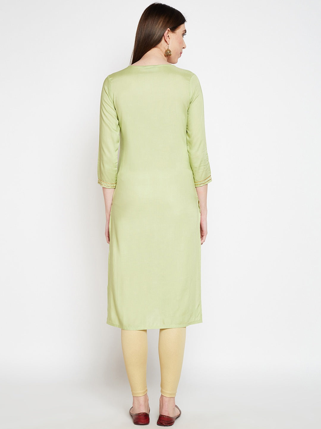 Be Indi Women Olive-coloured Straight Kurta