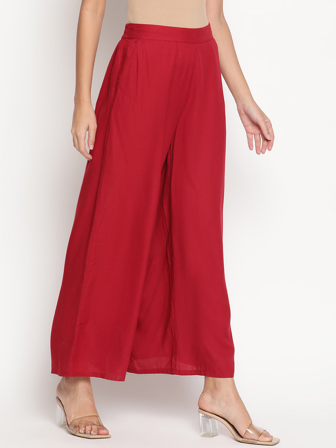 Be Indi Women Maroon Flared Ethnic Palazzos