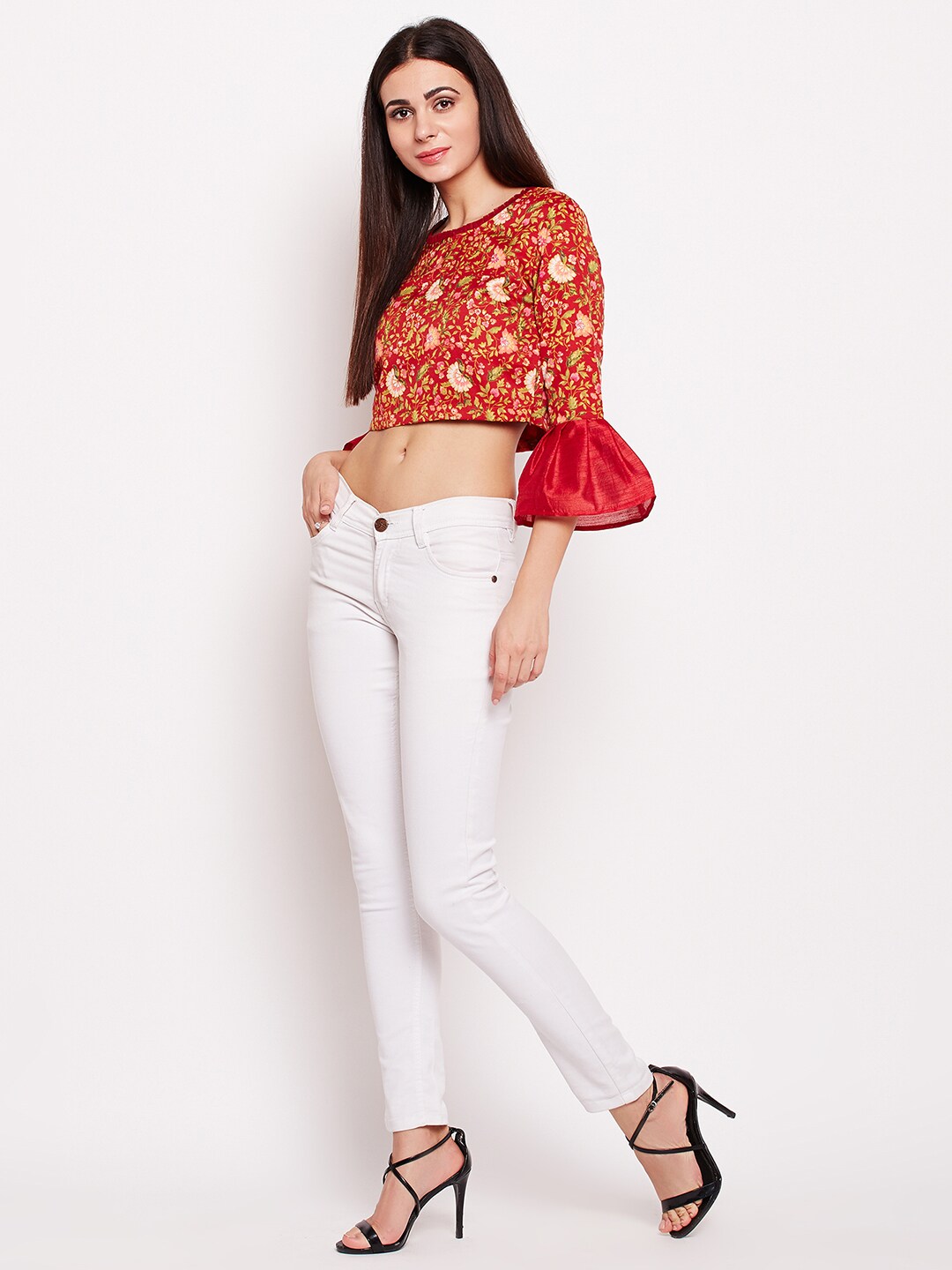 Be Indi Women red Printed Crop Top