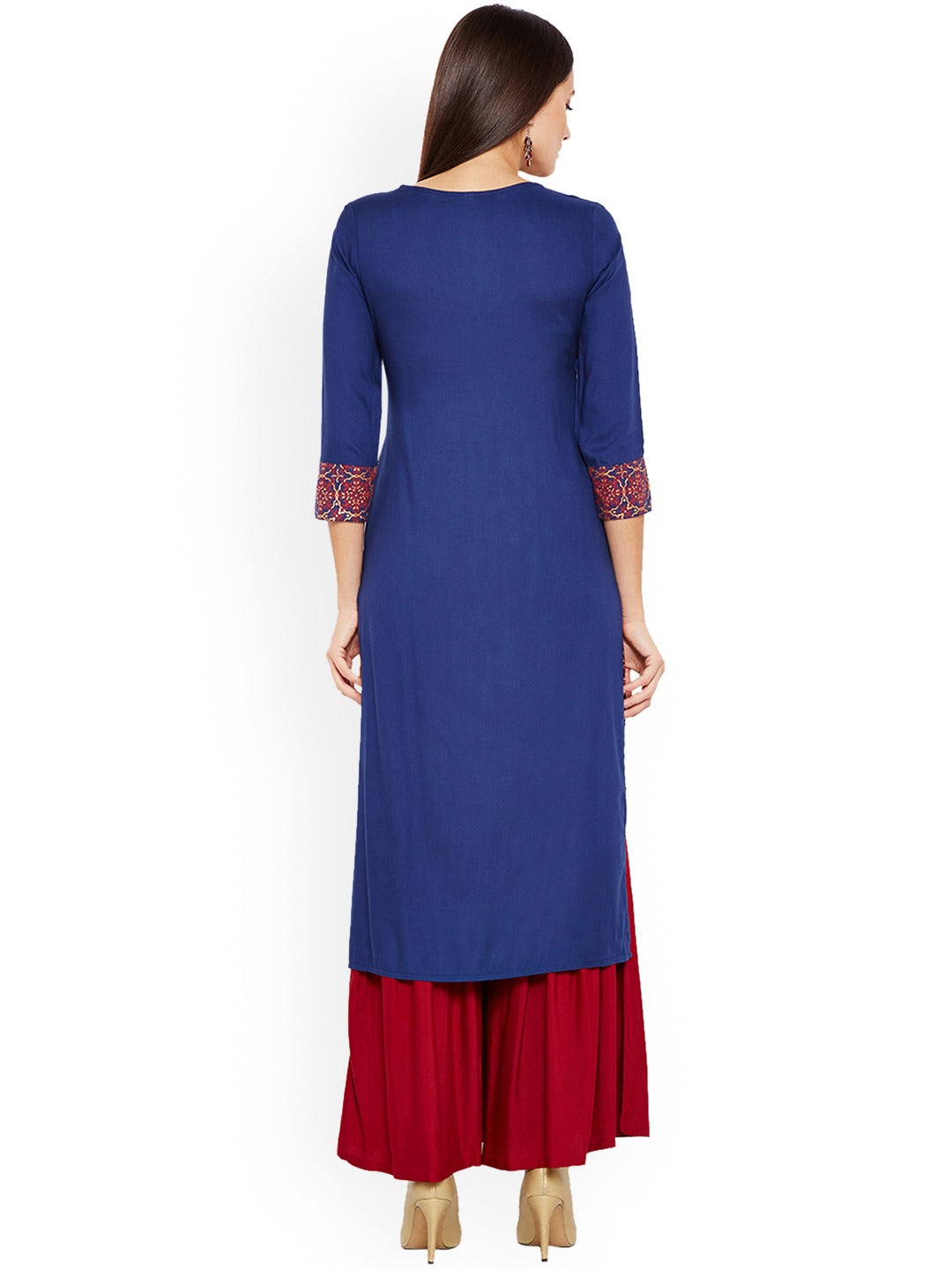 Be Indi Women Black Geometric Printed Kurta