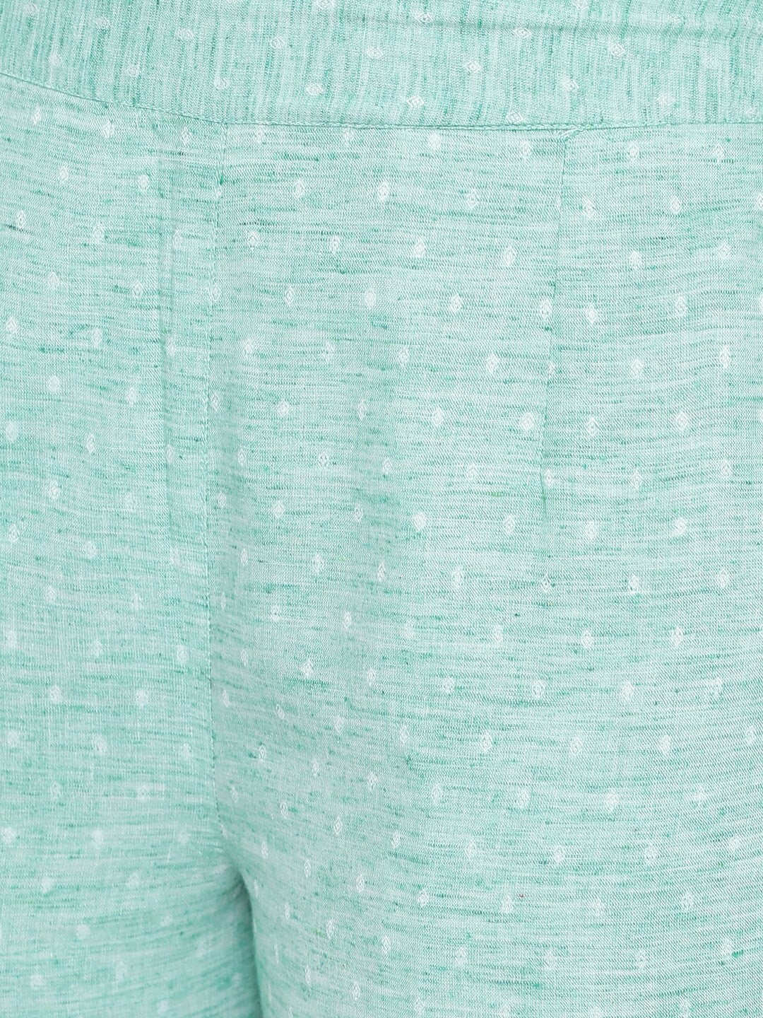 Be Indi Women Green Regular Fit Self Design Cigarette Trousers