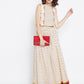 Be Indi Women Cream-Coloured Printed Maxi Flared Pure Cotton Skirt