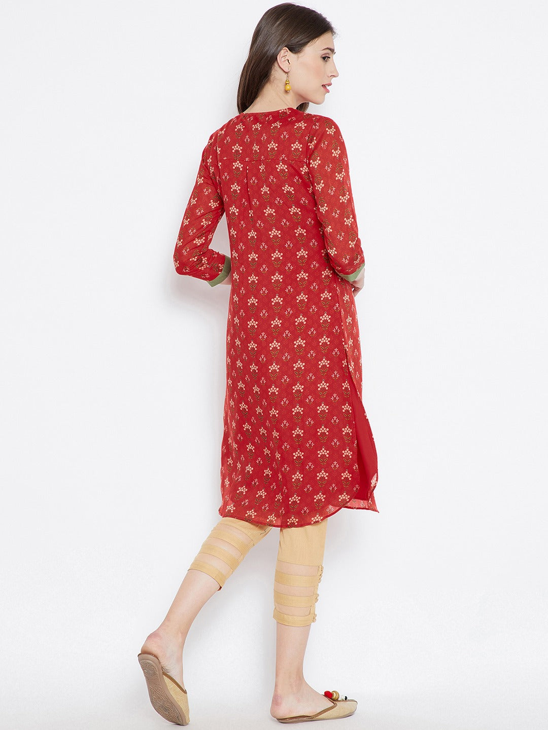 Be Indi Women Red Ethnic Motifs Printed Kurta