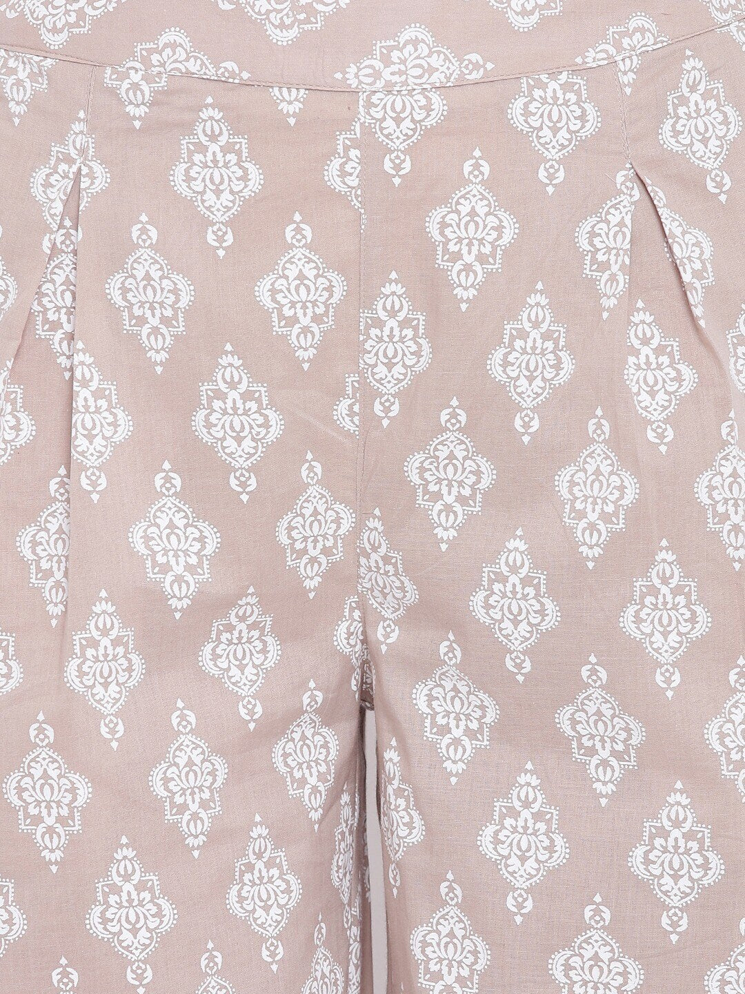 Be Indi Women Beige & Off-White Printed Straight Palazzos