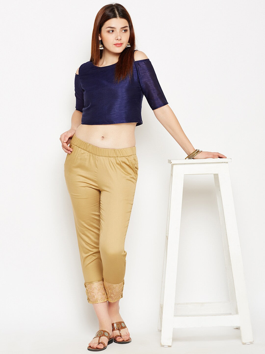 Be Indi Women Navy Blue Solid Top