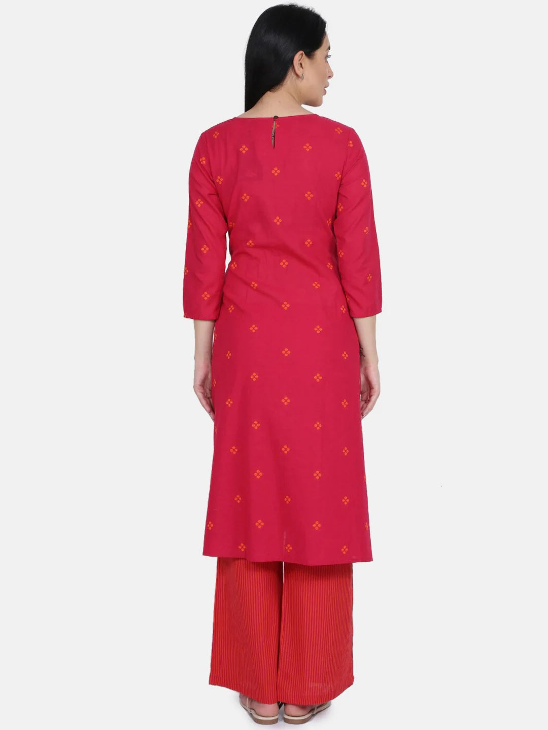 Be Indi Women Red Printed Kurta with Palazzos