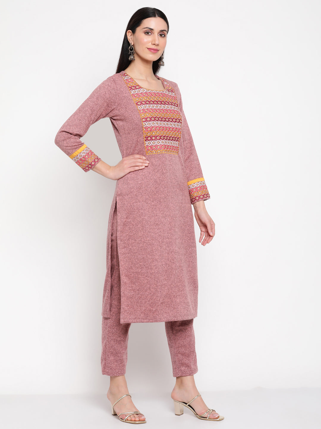 Winter karachi  Pink Embroidered Kurta With Trouser & Dupatta