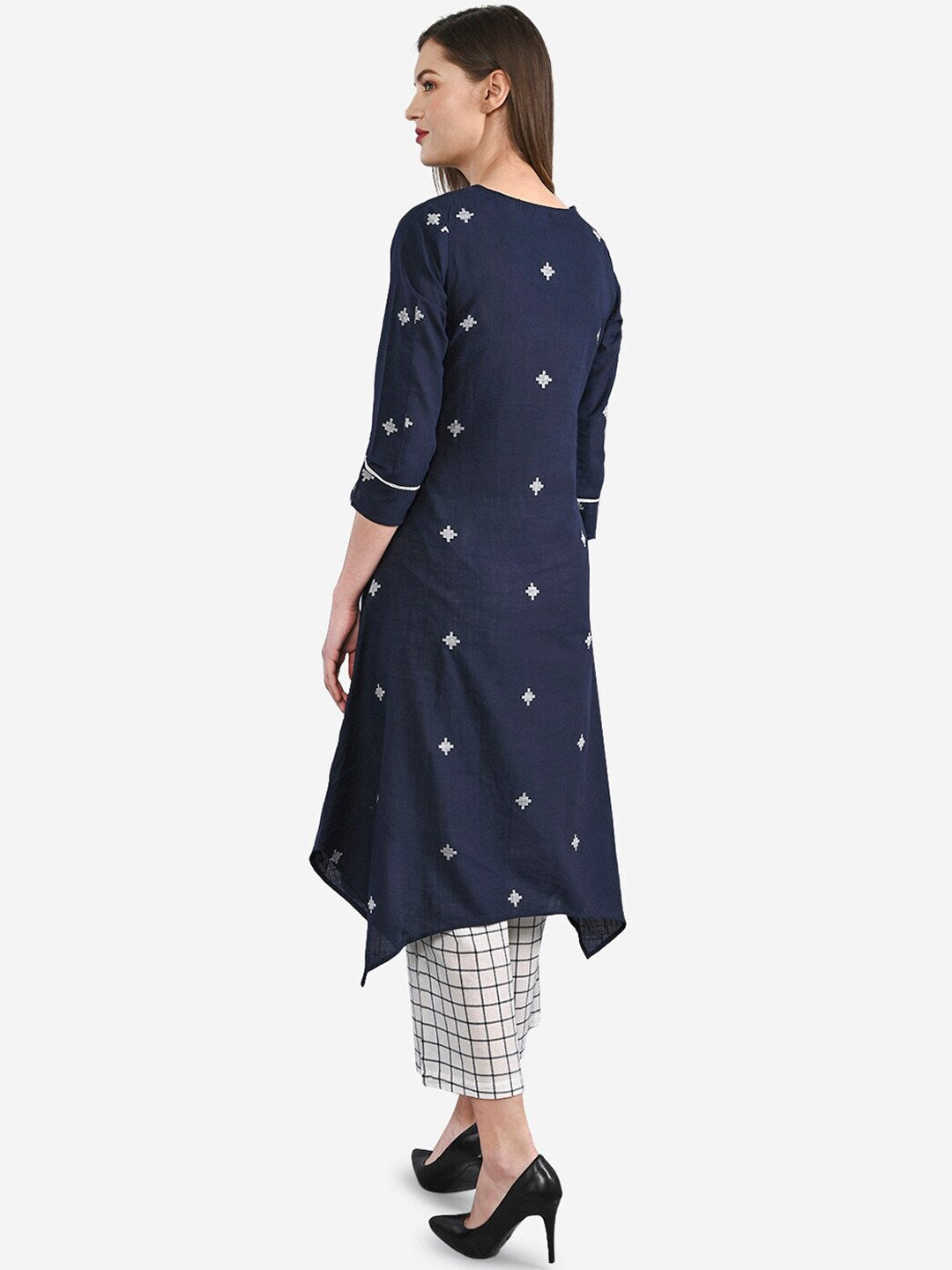 Women asymetric style kurta with staright Plazzo