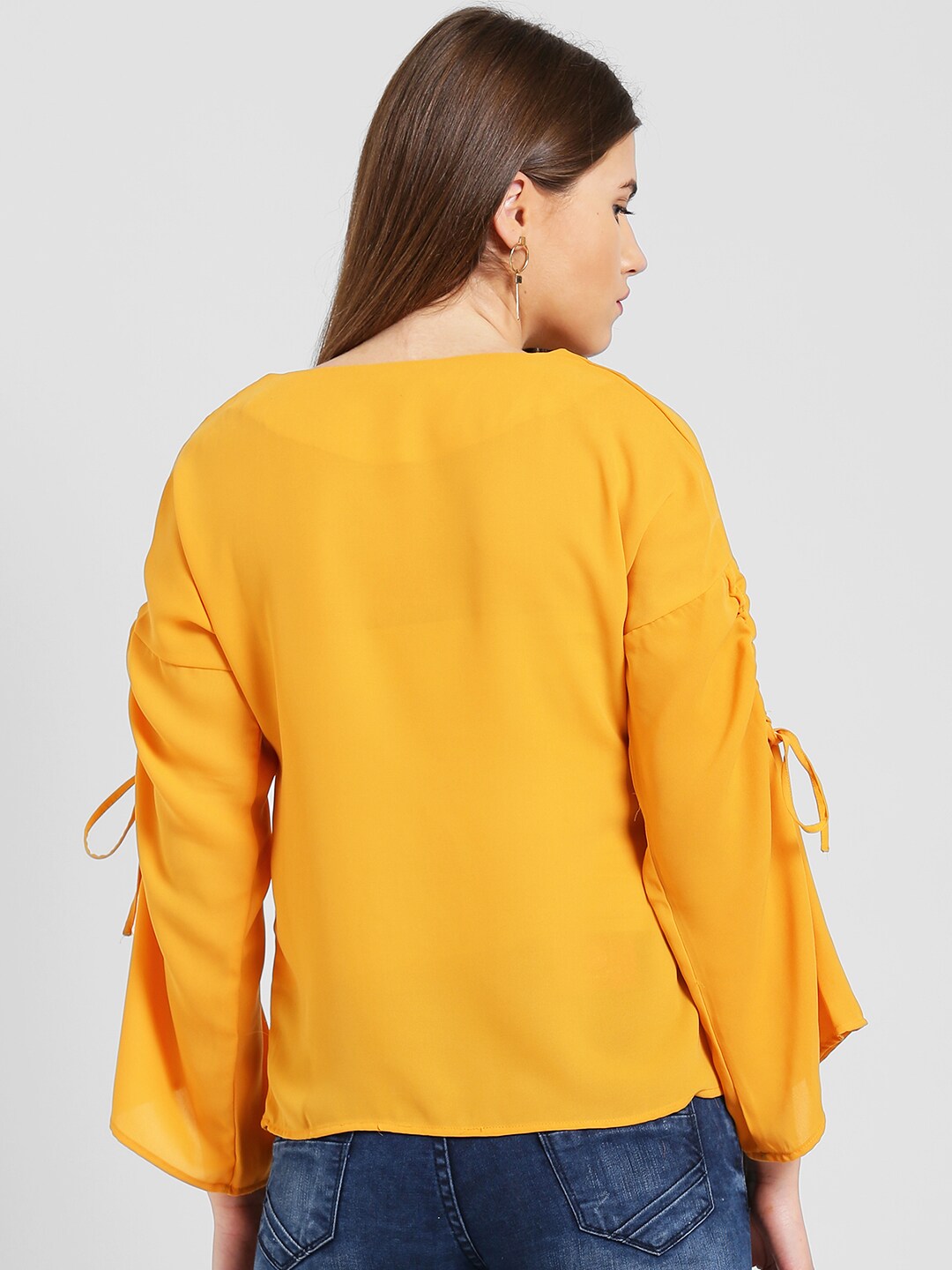 BeIndi Solid Women Yellow Top