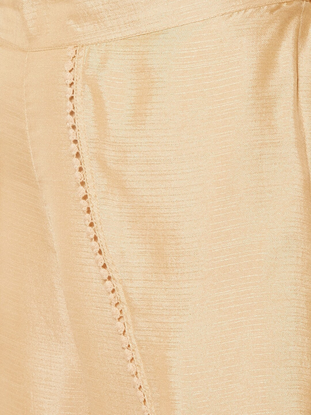 Be Indi Women Beige Self Design Flared Palazzos