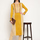 Be Indi Women Winter  Daffodil Colourblocked  Embroidered Yoke Design  Straight Kurta With Trouser