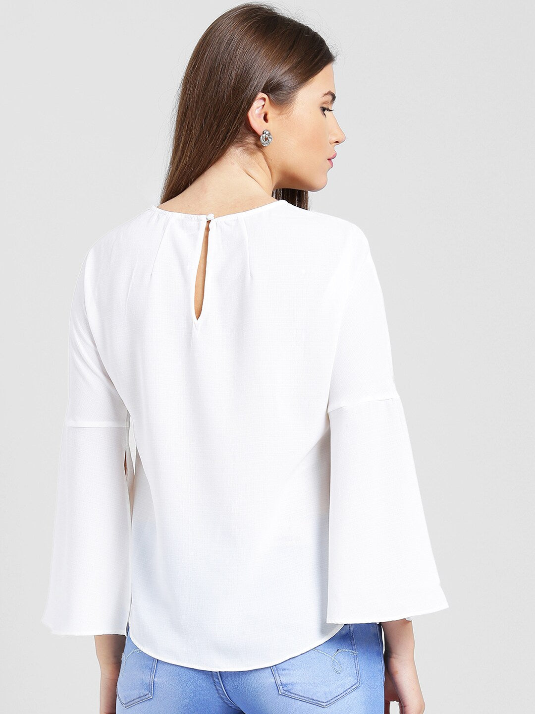 BeIndi Women Solid Off White Top