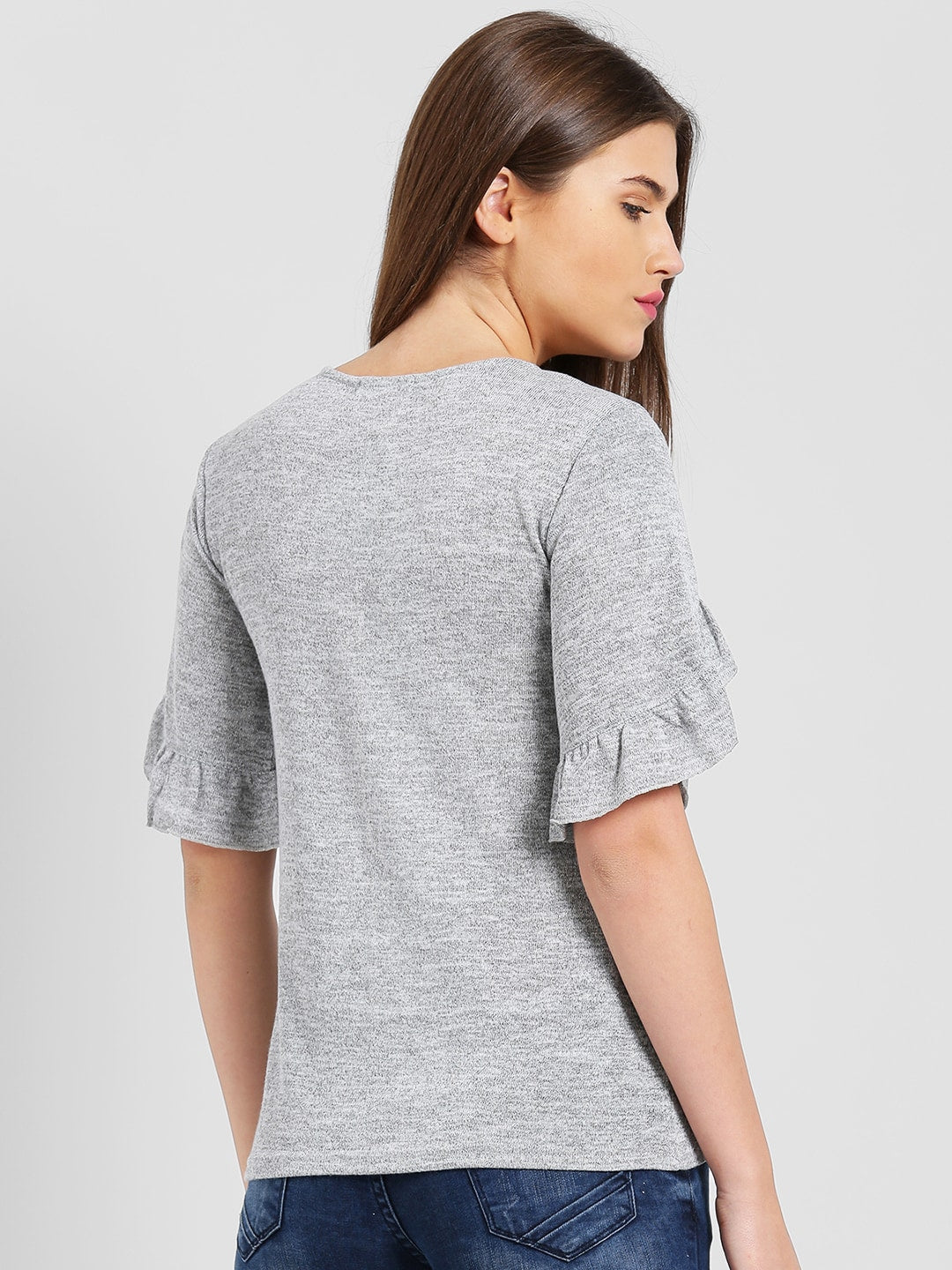 BeIndi Women Grey Flat Knit Top