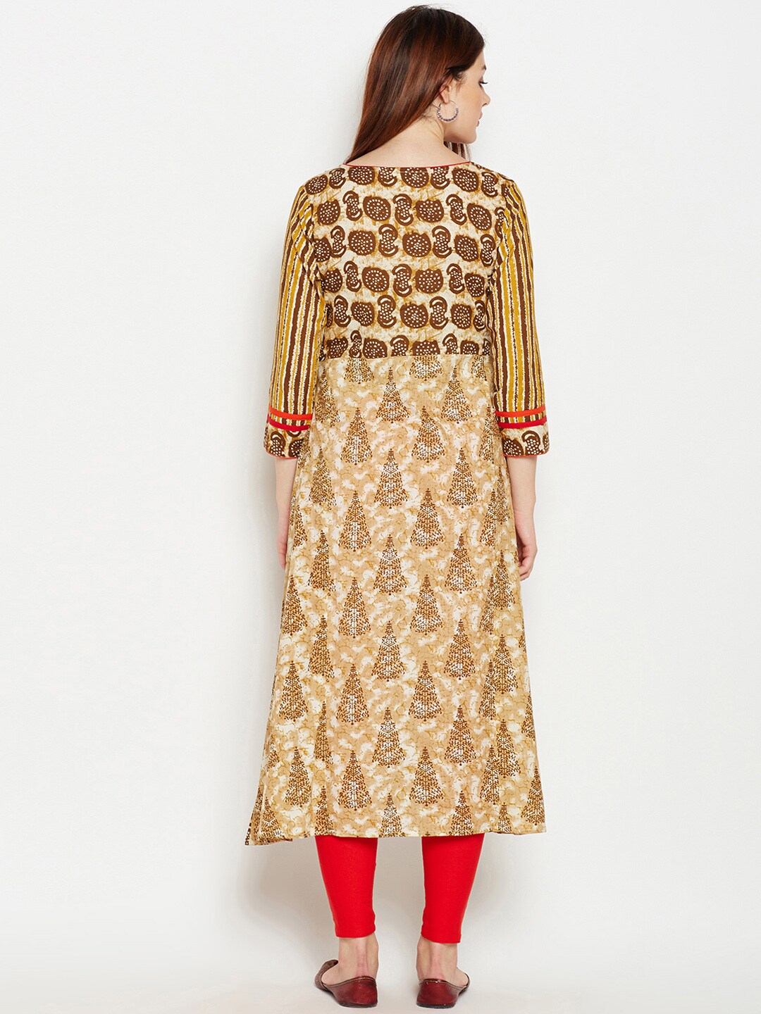 Be Indi Women Mustard Yellow Printed A-Line Kurta