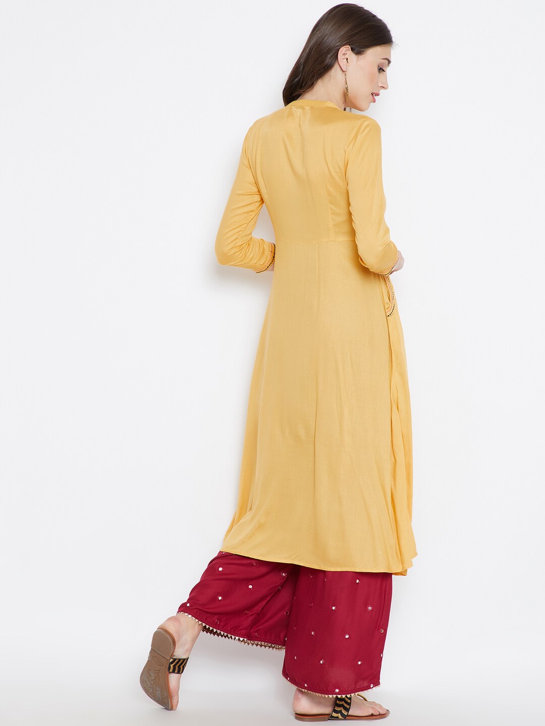 BeIndi Women Yellow Solid A-Line Kurta