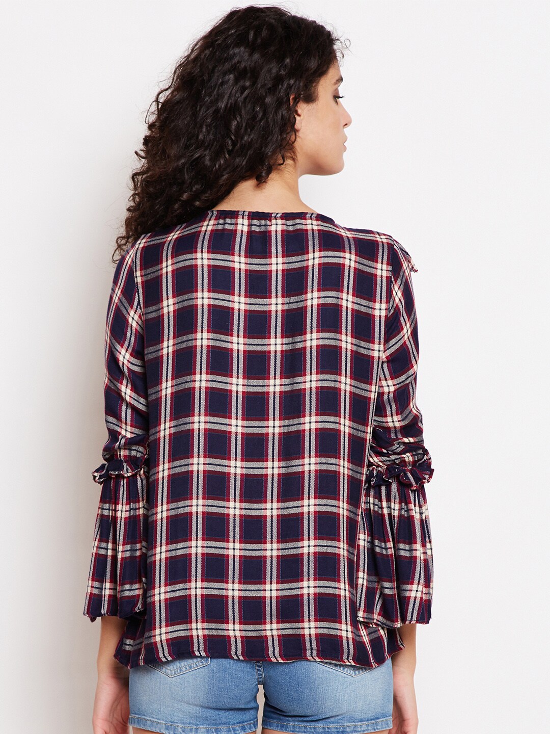 BeIndi Women Multicolored Checked Top