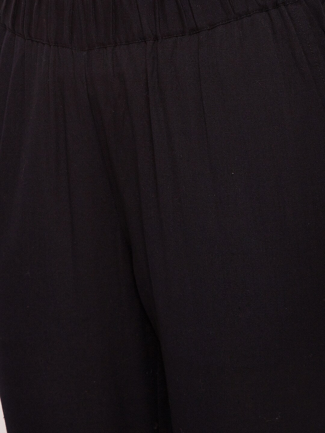 Be Indi Women Black Straight Fit Solid Regular Trousers