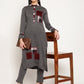 Be Indi Women  Winter Daffodil  Grey Patch Work Design Straight Kurta With Trouser.