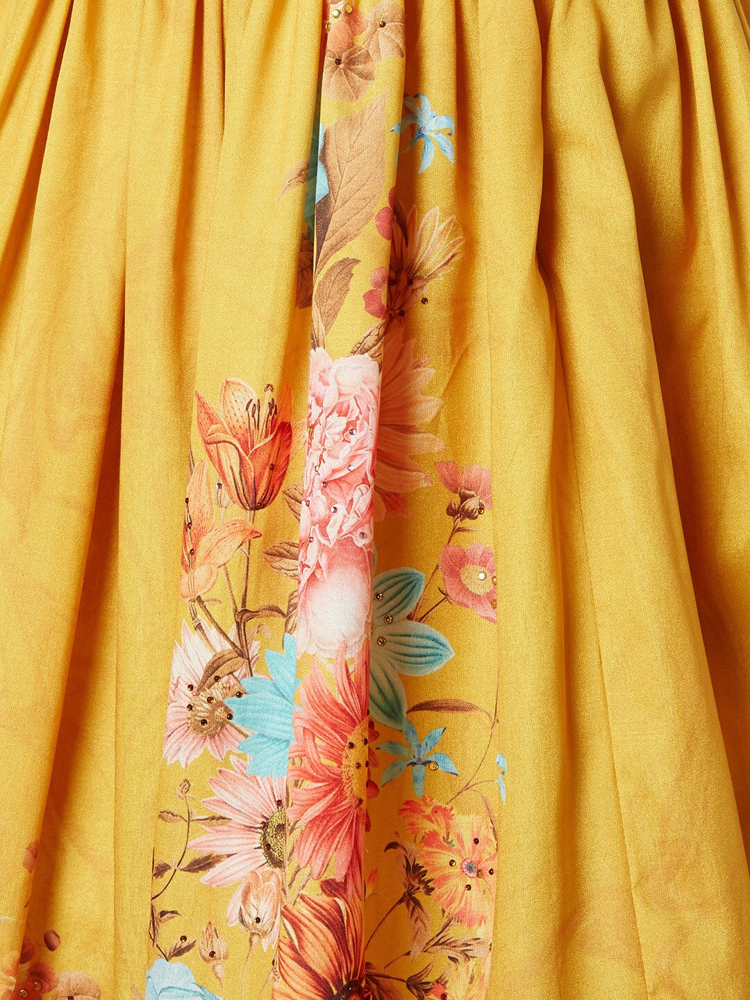 Be Indi Women Yellow & Peach-Coloured Printed Flared Skirt