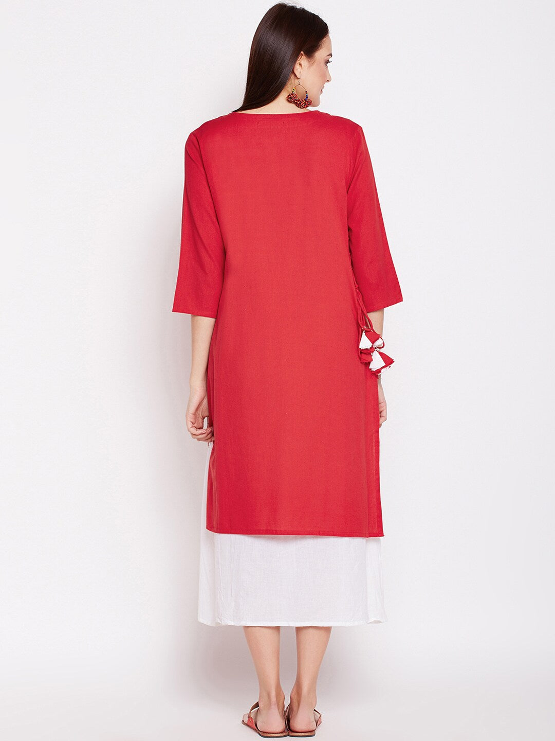 BeIndi Women Red Ethnic A-Line Dresses