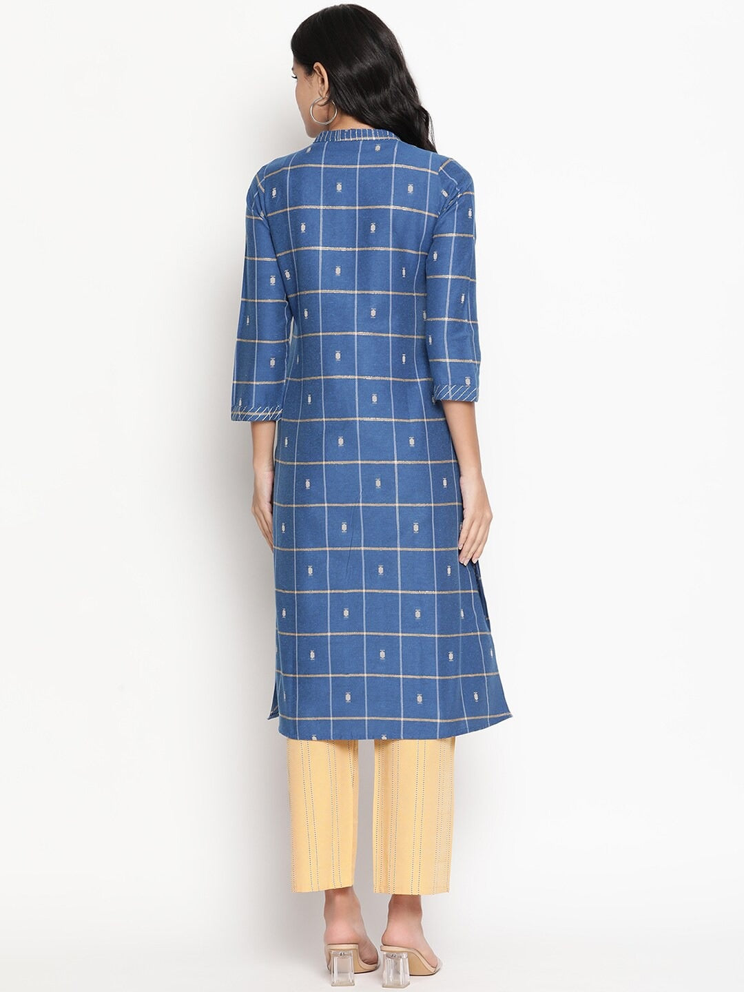 Be Indi Women Blue Printed Pure Cotton Kurta with Trousers