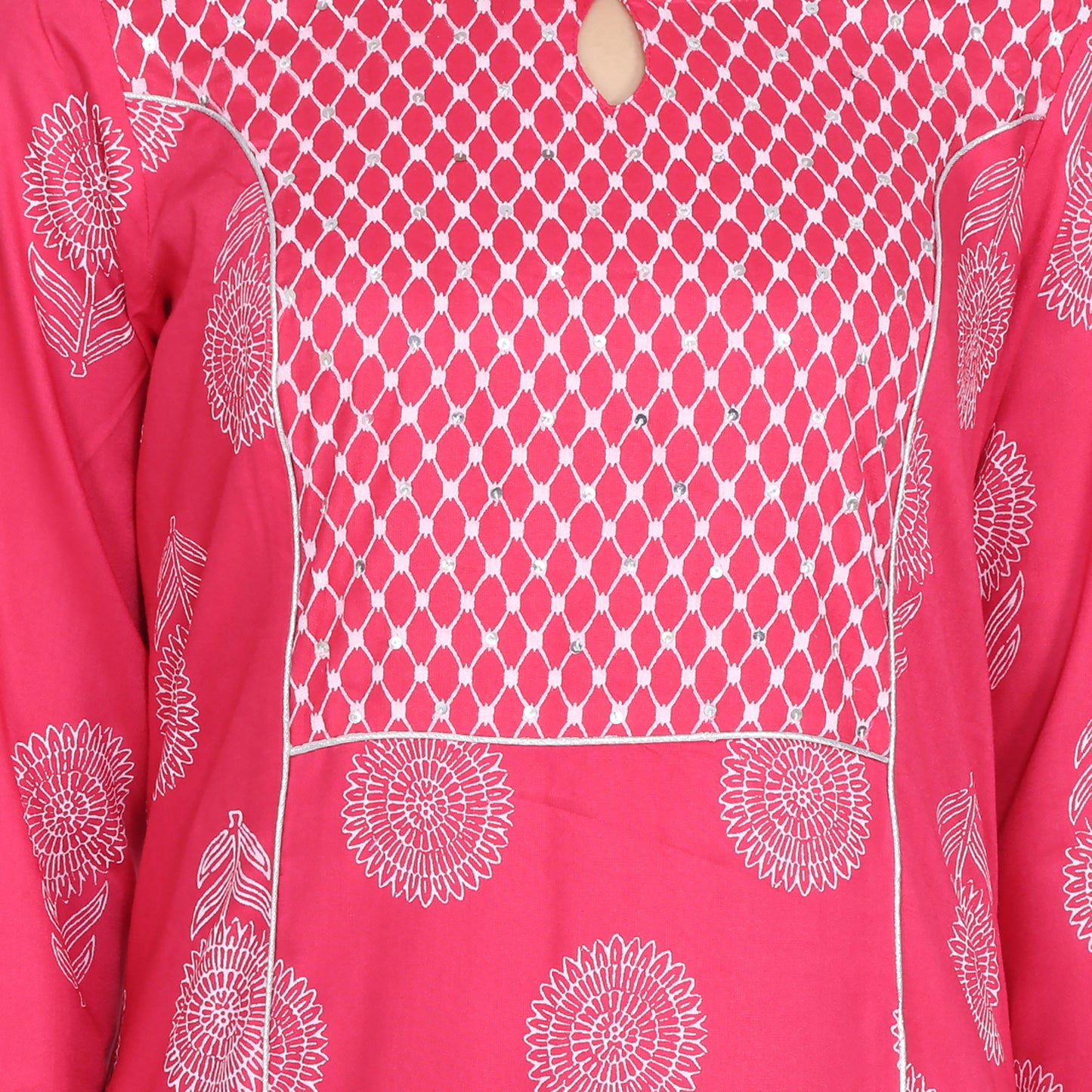 Be Indi Women Pink & White Printed Kurta with Palazzos