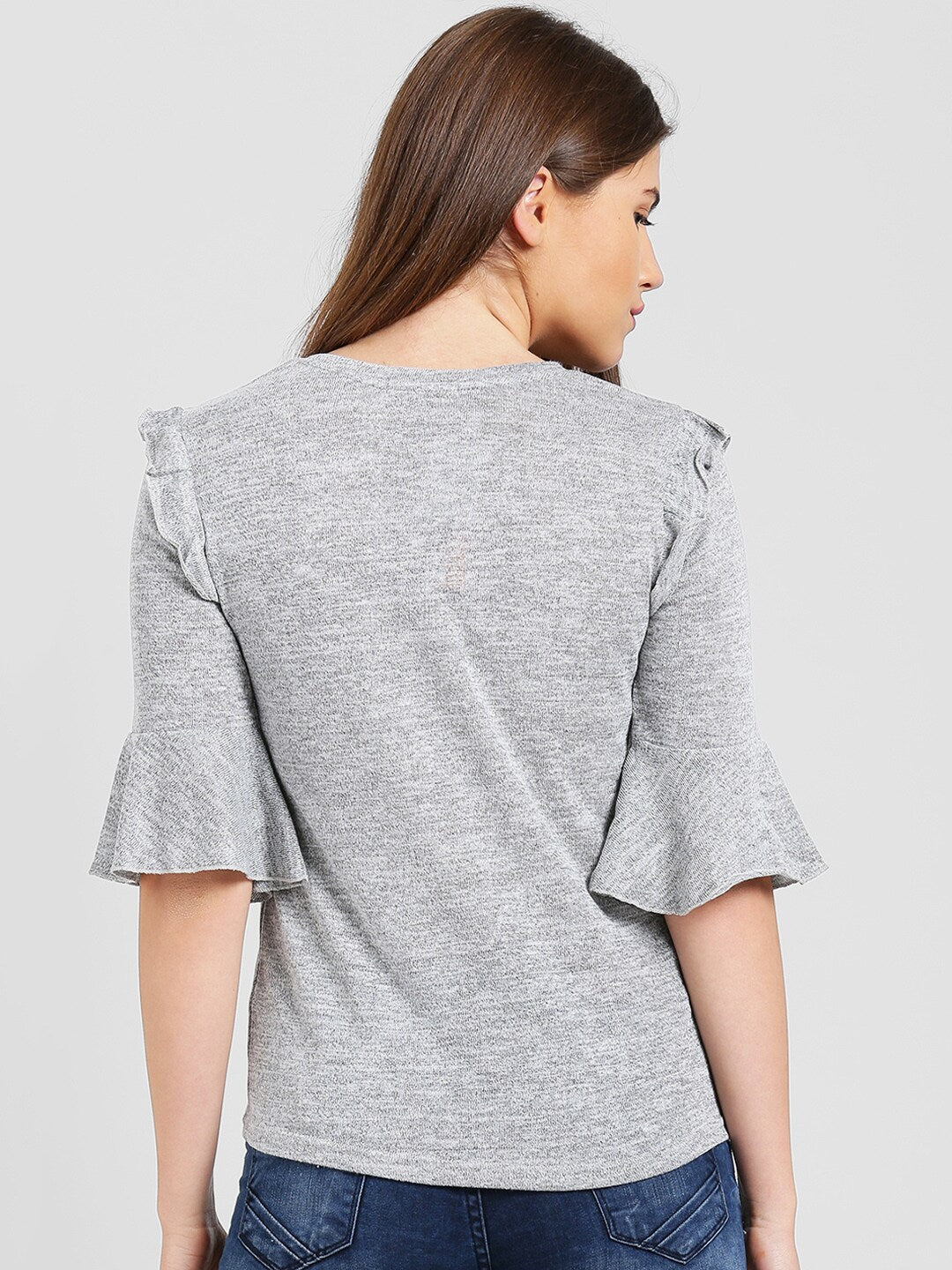 BeIndi Women Grey Flat Knit Top