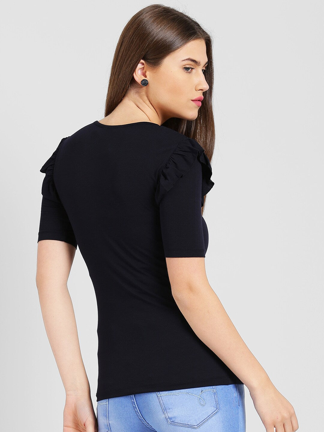 BeIndi Women Navy Blue Flat Knit Top