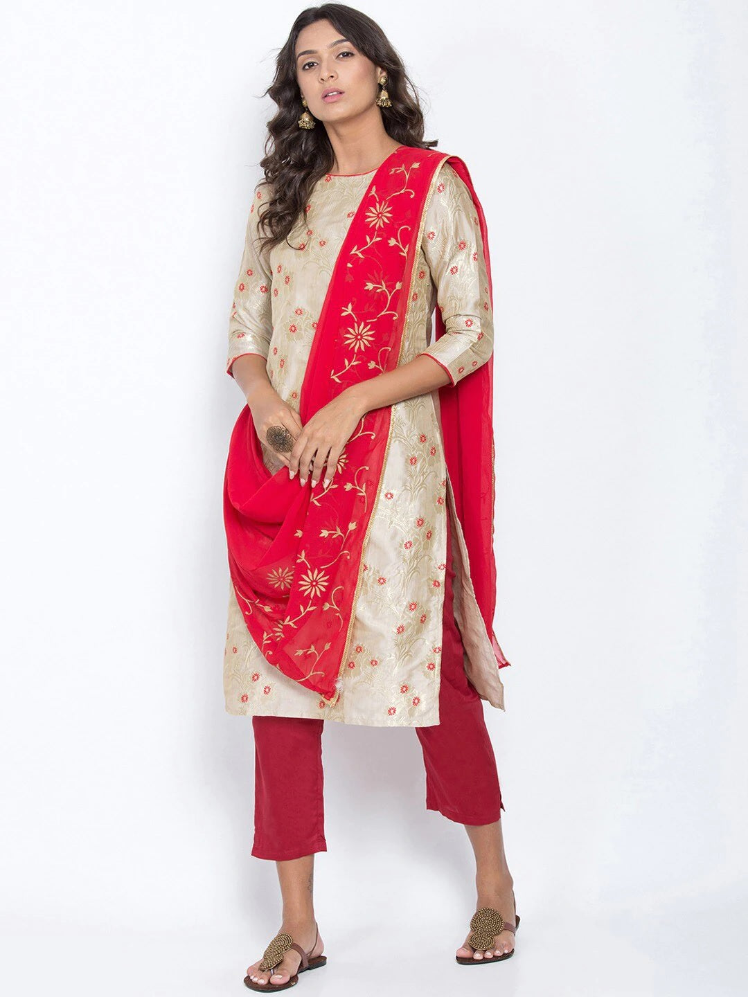 Be Indi Women Maroon Straight Fit Low-Rise Cotton Trousers