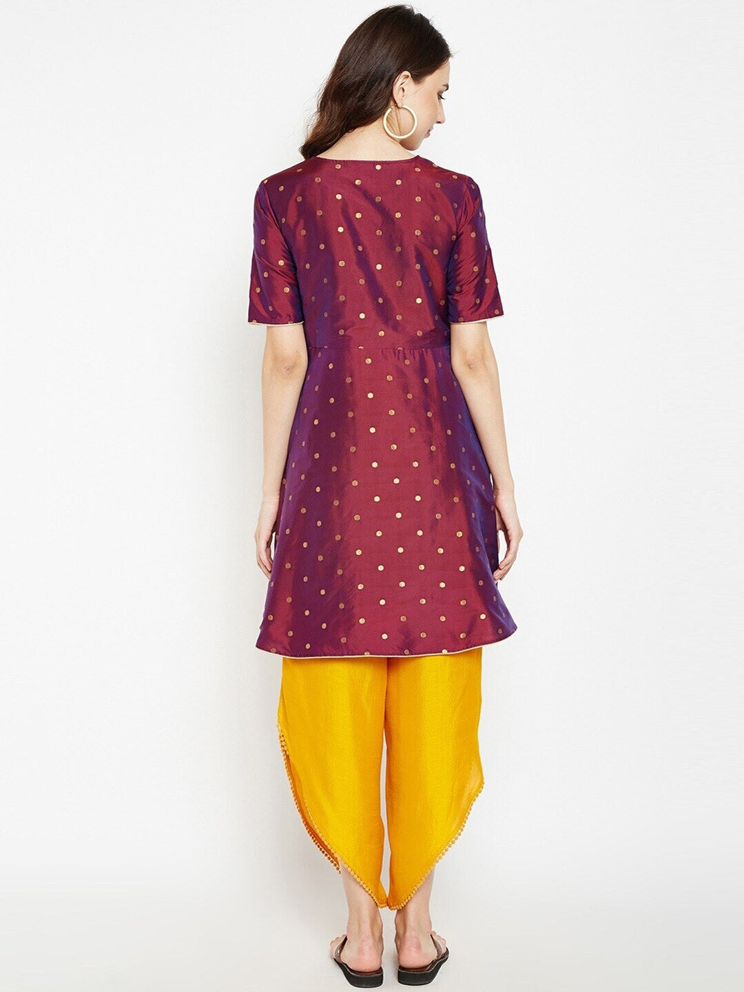 Be Indi Women Maroon Woven Design A-Line Kurta