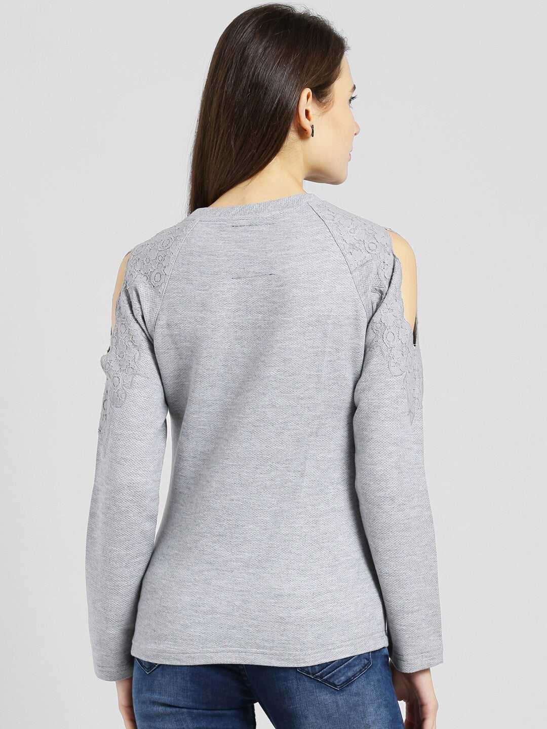 BeIndi Grey Solid Flat Knit Top