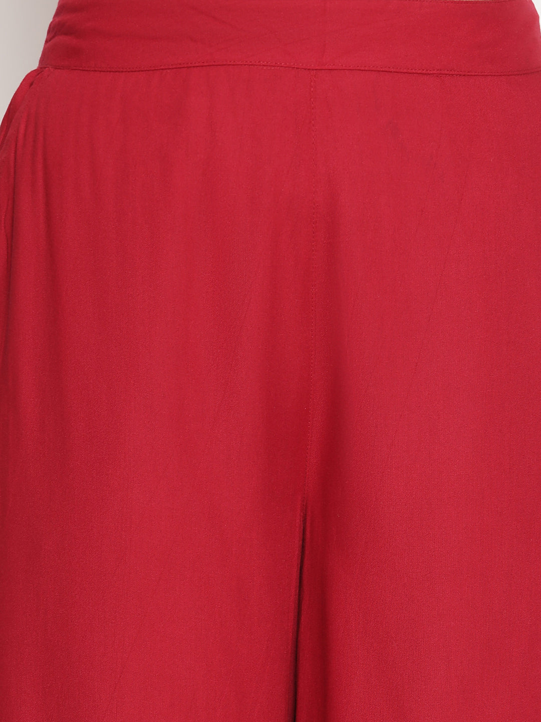 Be Indi Women Maroon Flared Ethnic Palazzos